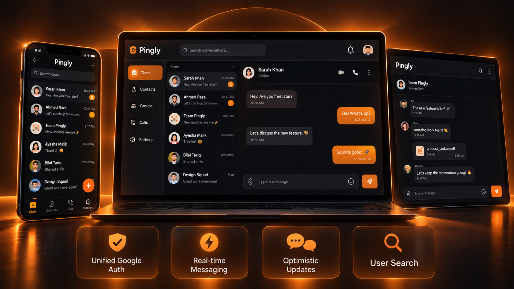 Pingly Messenger — A resilient real-time chat and presence architecture with local-first offline sync, WebSocket clustering, and end-to-end payload encryption.